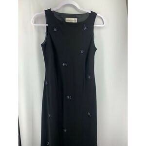 Evan Picone Black Beaded Cocktail Party Dress 6P